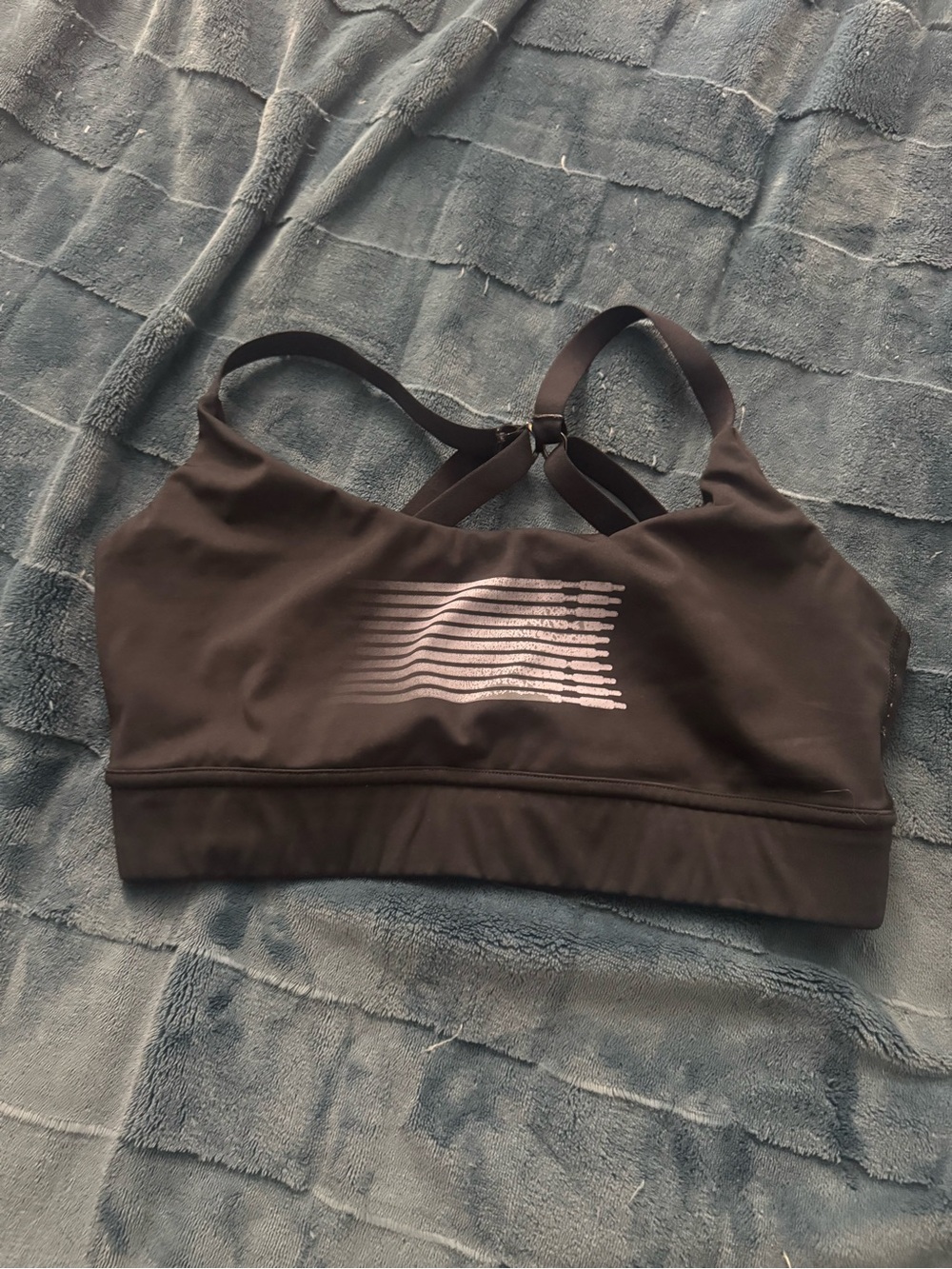 Fenty Beauty Black Sports Bralette with Silver Graphic